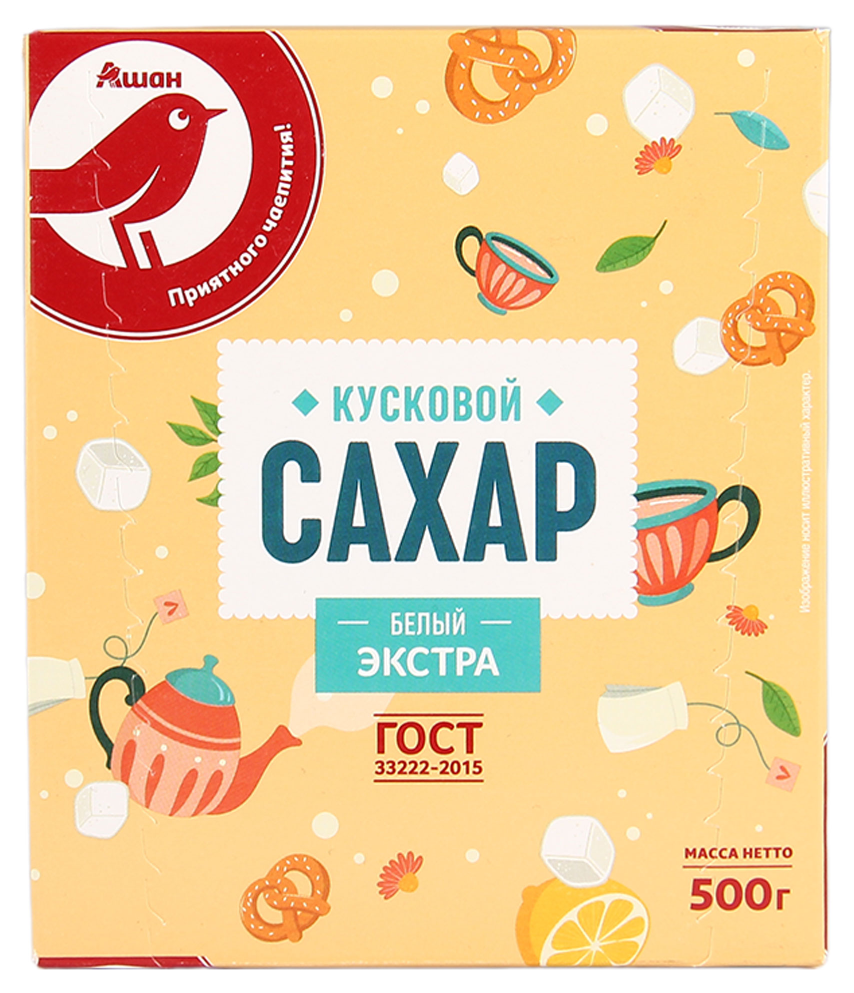 

Сахар АШАН Красная птица Экстра кусковой белый, 0,5 кг