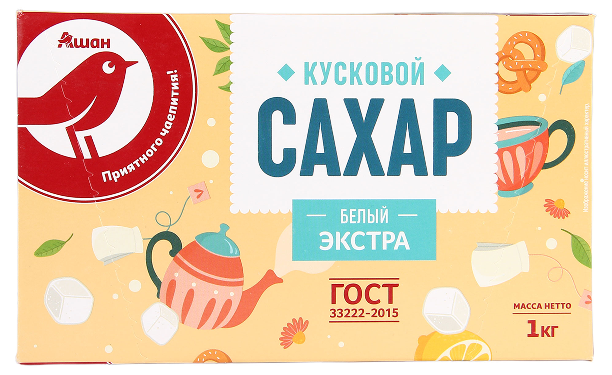 

Сахар АШАН Красная птица Экстра кусковой белый, 1 кг