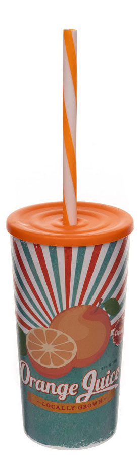 

Стакан Solmazer Orange Juice с крышкой и трубочкой, 470 мл