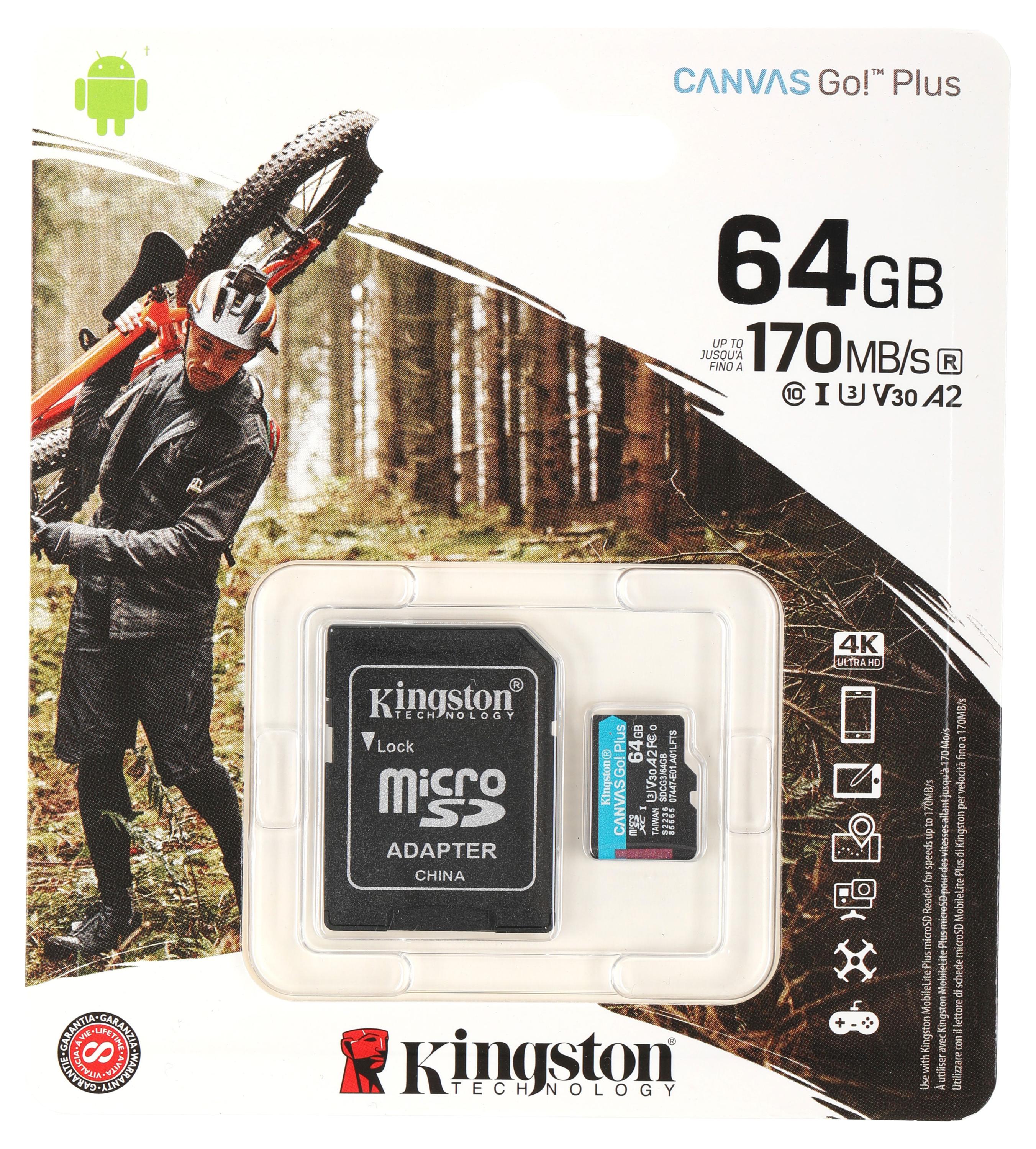 

Карта памяти Kingston Canvas Go Plus microSDXC, 64GB