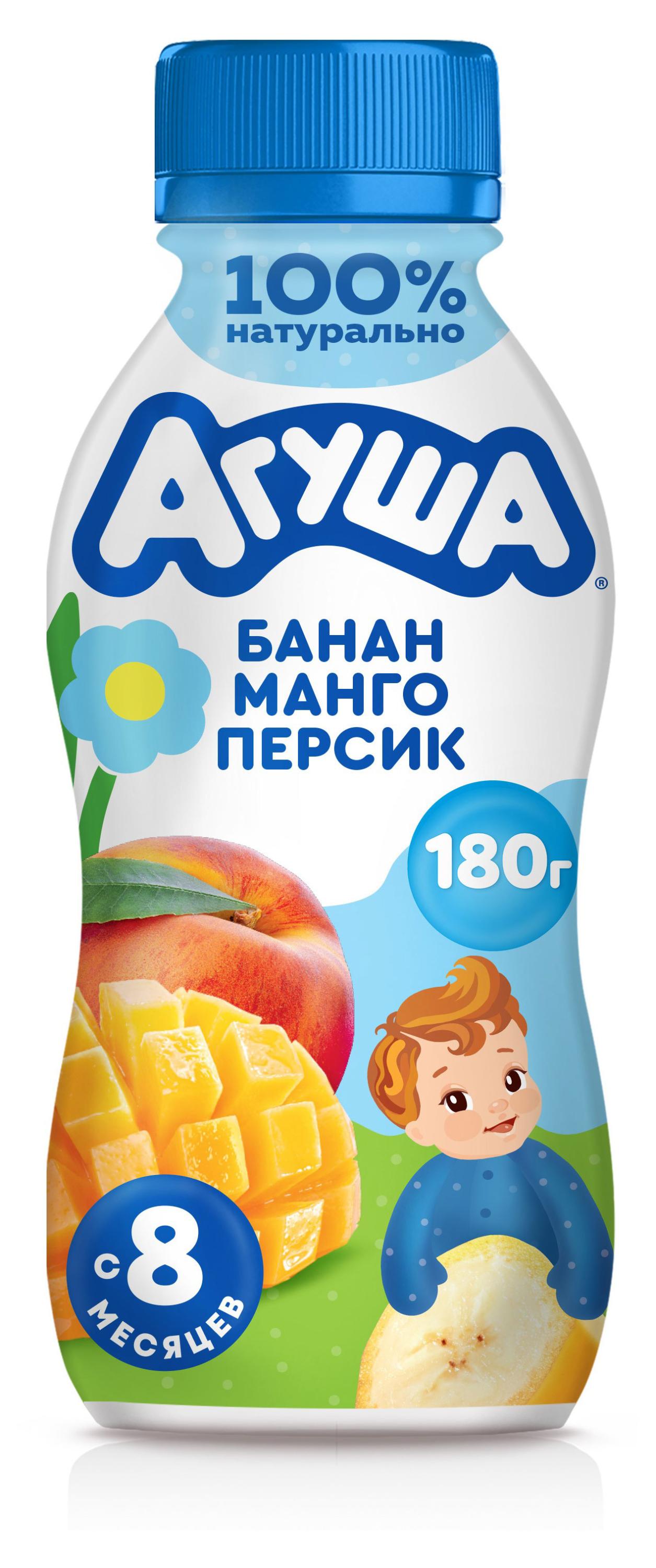 

Йогурт питьевой Агуша банан манго персик 2,7% БЗМЖ с 8 мес., 180 г