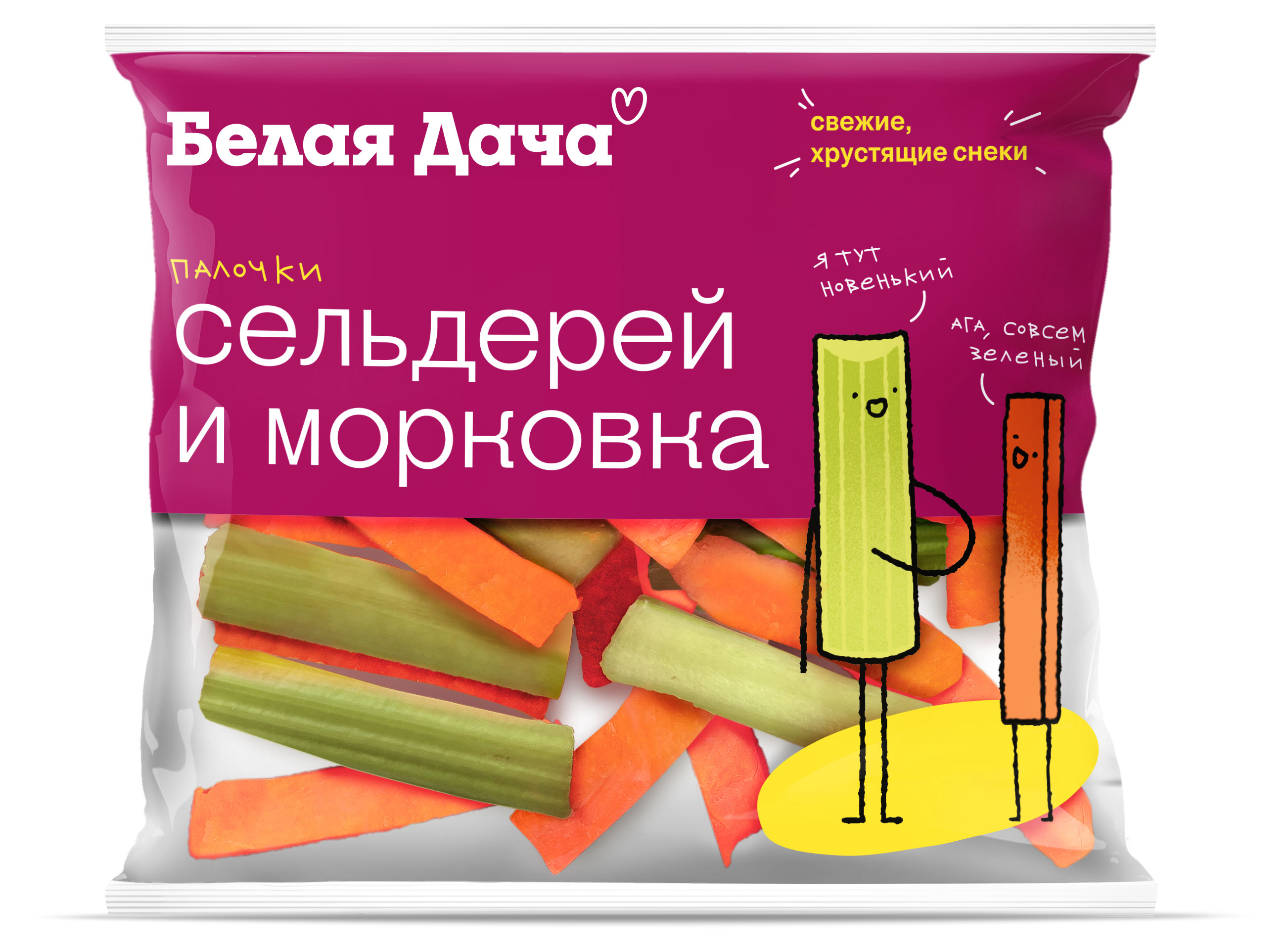 

Свежие снэки Белая Дача Морковные палочки+сельдерей, 80 г