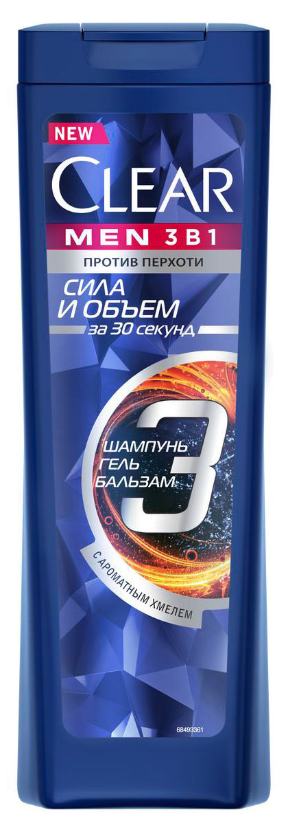 

Шампунь-бальзам-гель для душа Clear Men Объем и сила, 400 мл