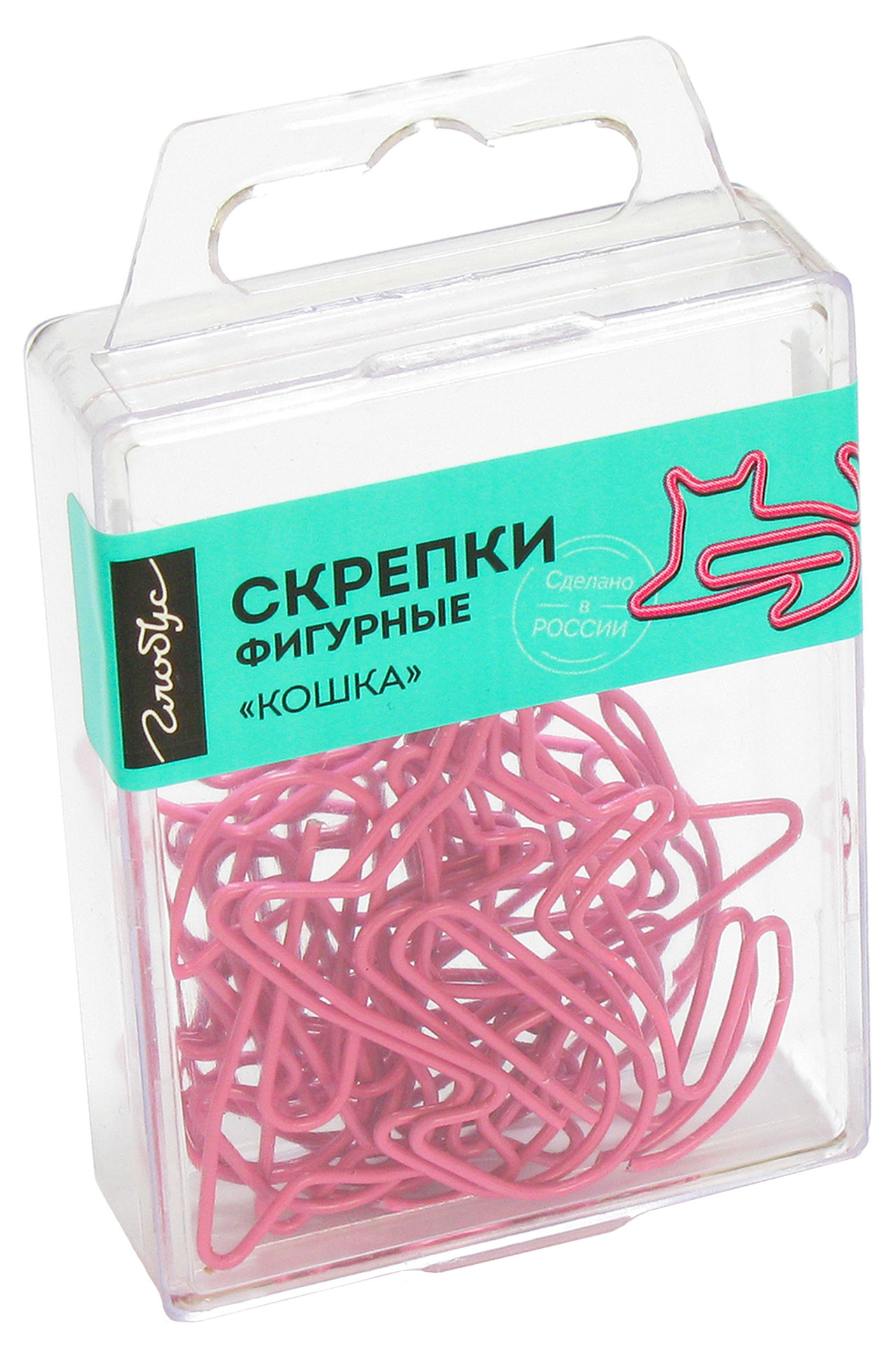 

Скрепки фигурные канцелярские Глобус кошка цветные 45 мм, 12 шт