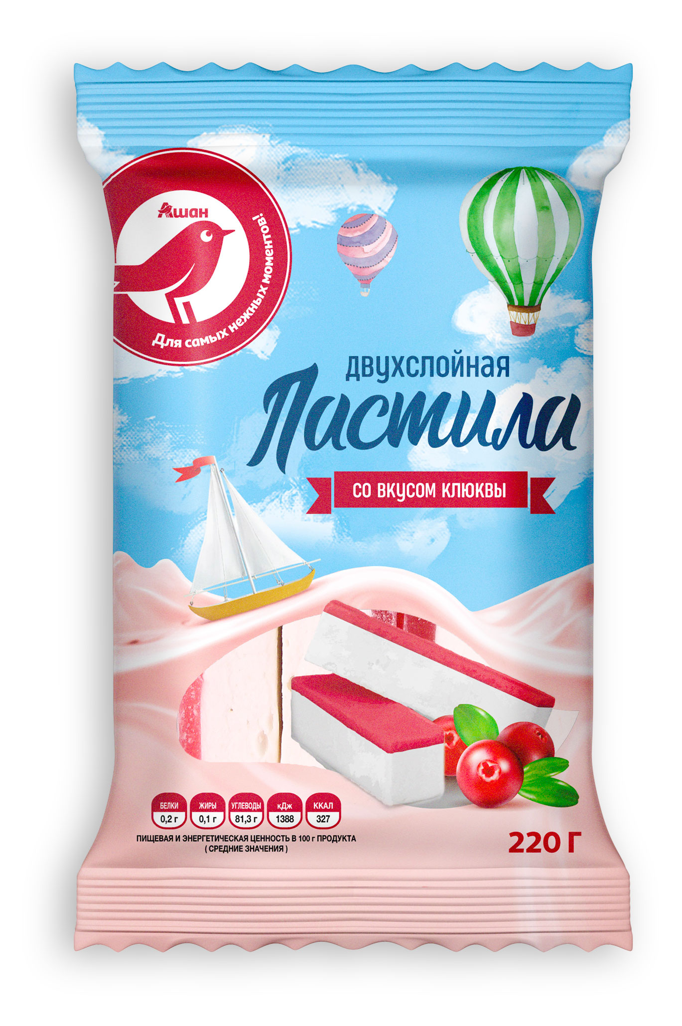 

Пастила АШАН Красная птица со вкусом клюквы, 220 г