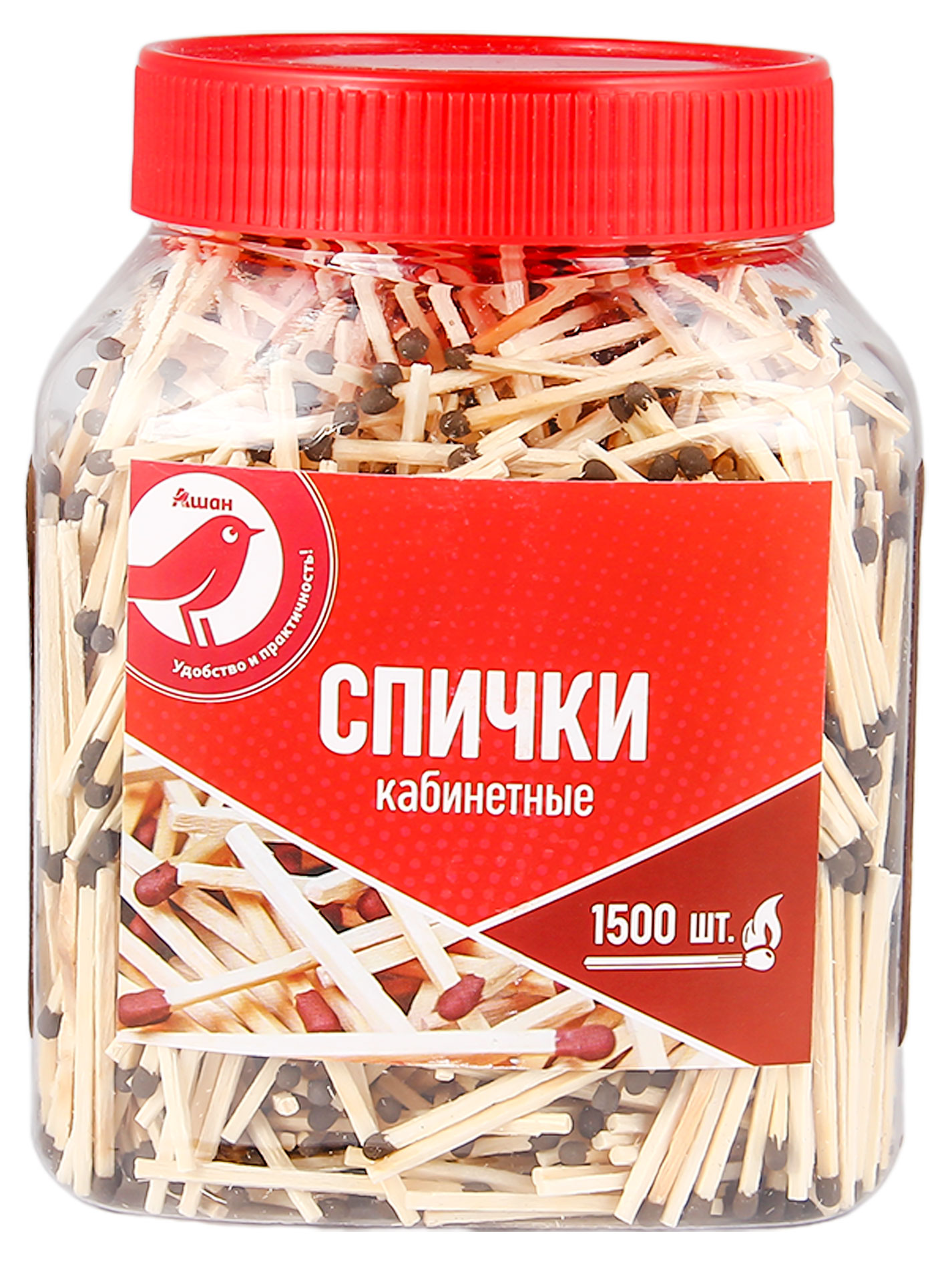 

Спички АШАН Красная птица кабинетные, 1500 шт
