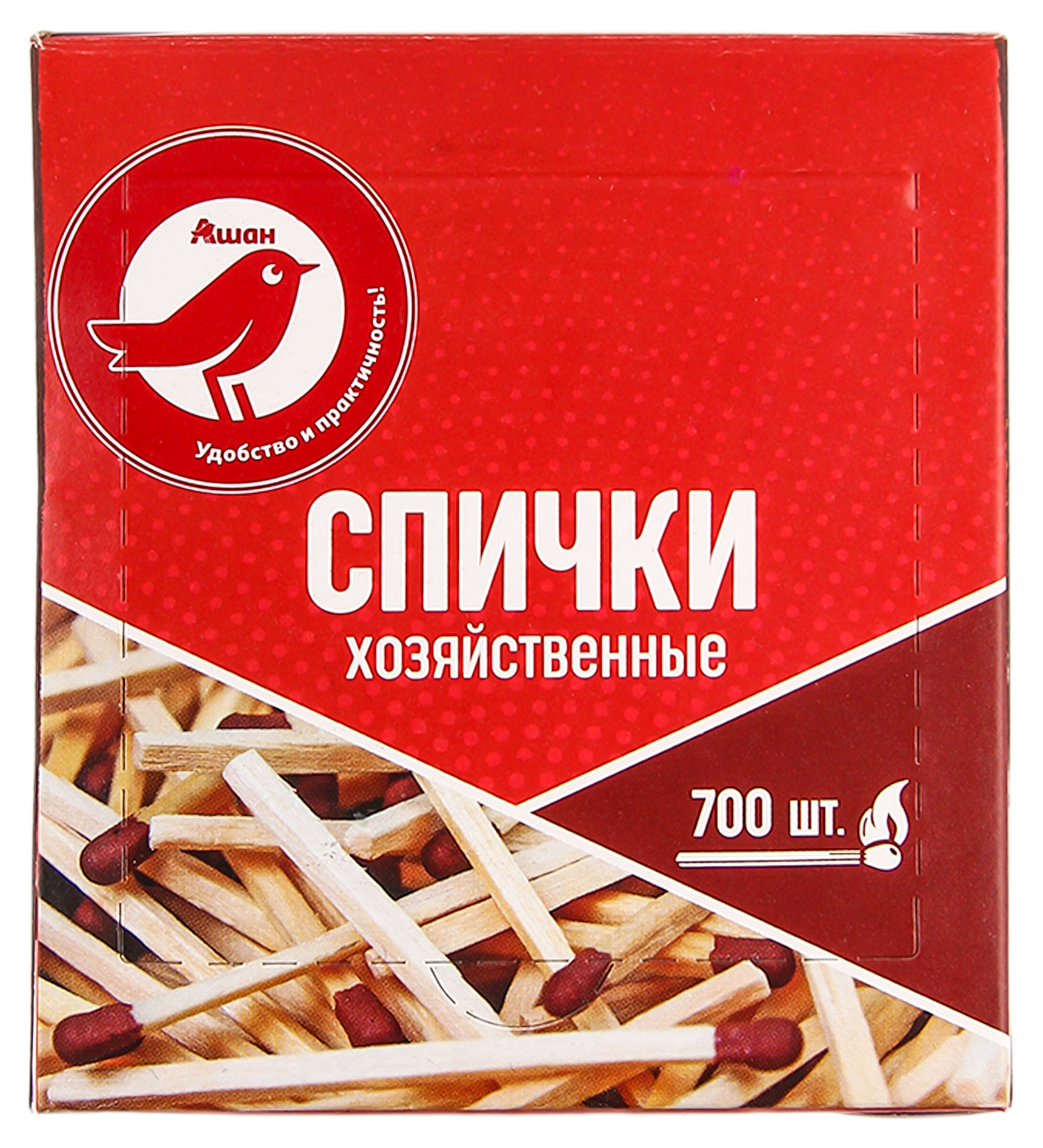 

Спички АШАН Красная птица хозяйственные, 700 шт