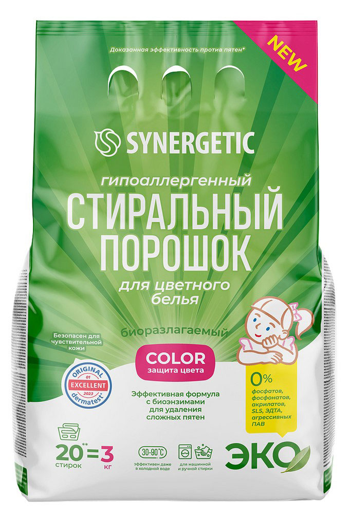 

Стиральный порошок Synergetic Color, 3 кг