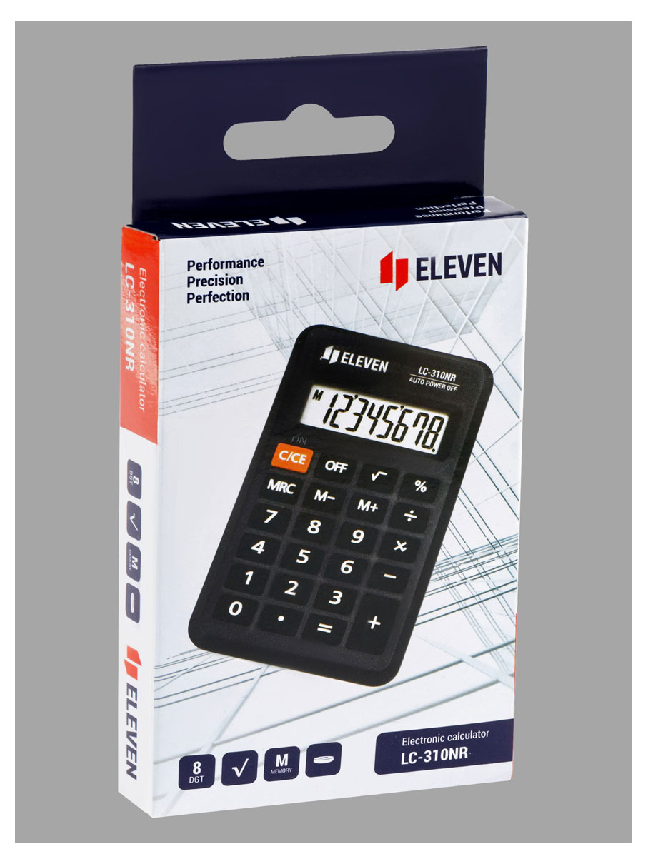 

Калькулятор карманный Eleven LC-310NR черный 8 разрядов, 69х114х14 мм
