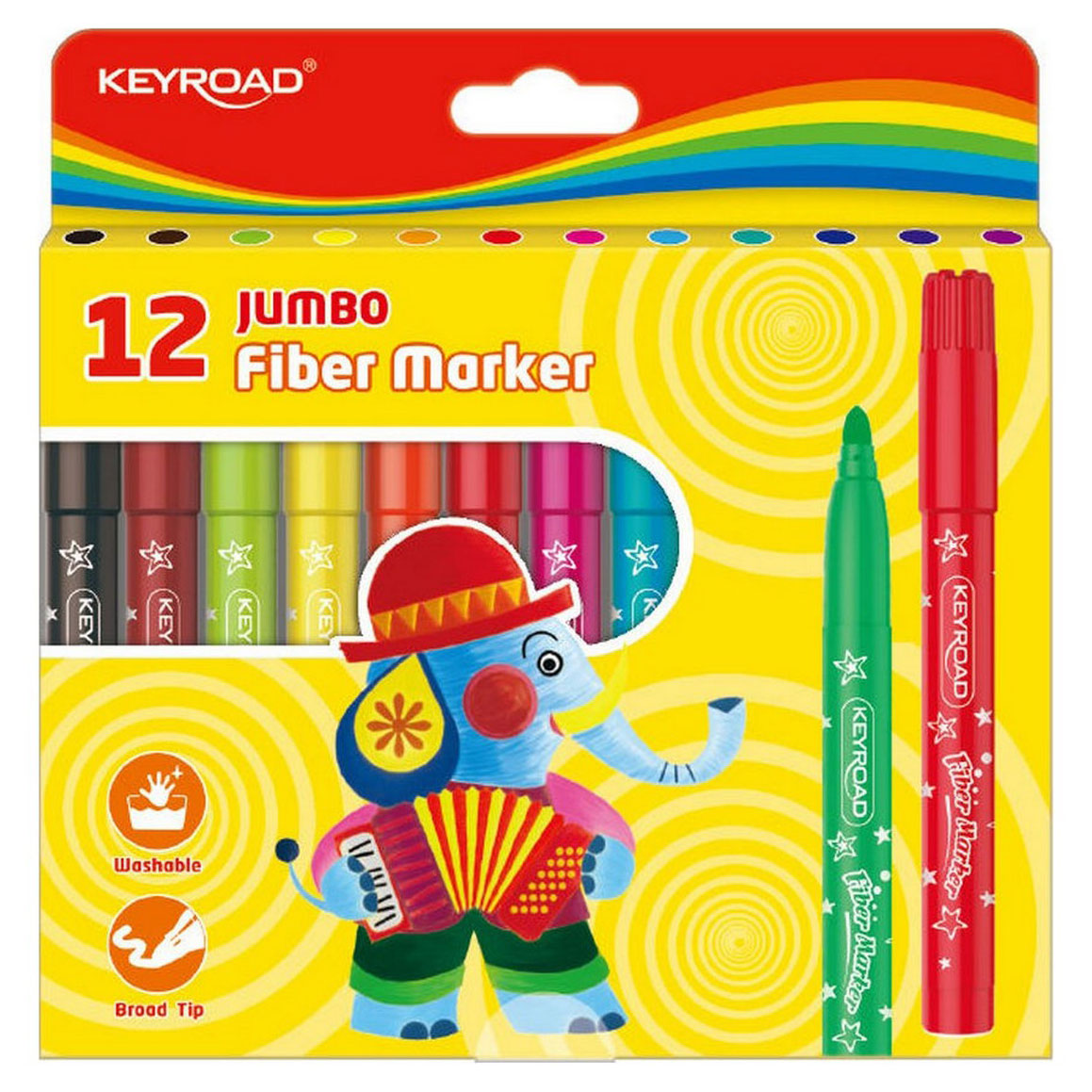 

Фломастеры KEYROAD Jumbo утолщенные, 12 цветов