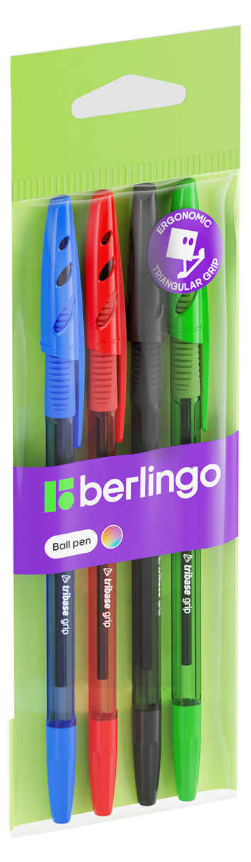 Изображение товара Набор шариковых ручек Berlingo Tribase grip 1,0 мм, 4 шт