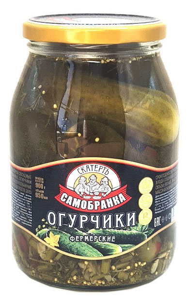 

Огурцы маринованные Скатерть-Самобранка Фермерские, 950 мл