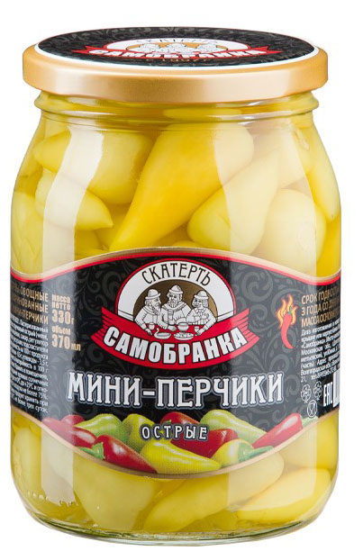 

Мини-перчики маринованные Скатерть-Самобранка острые, 370 мл