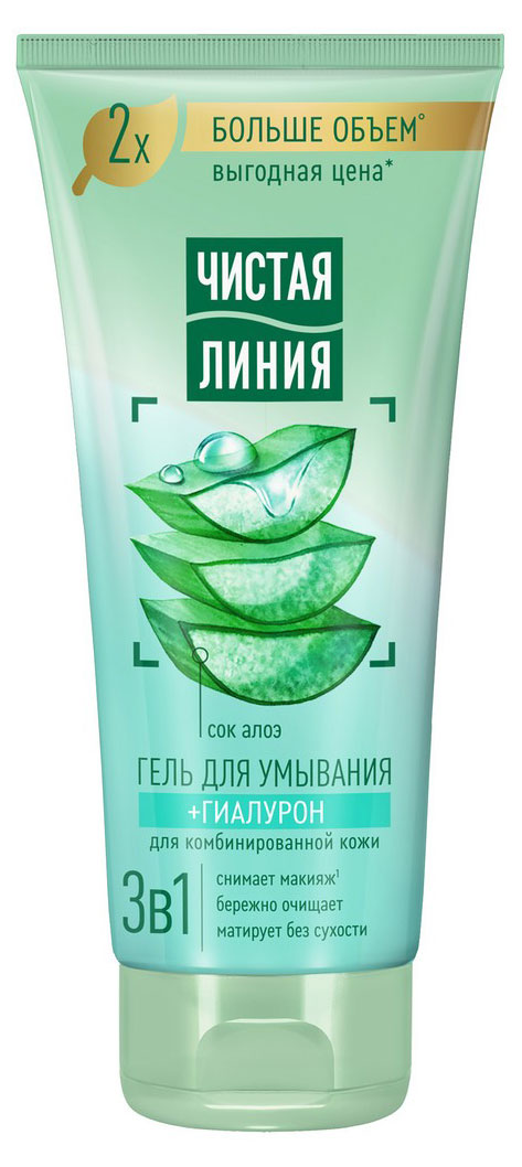 

Гель для умывания Чистая Линия 3 в 1 с гиалуроном и соком алоэ, 200 мл