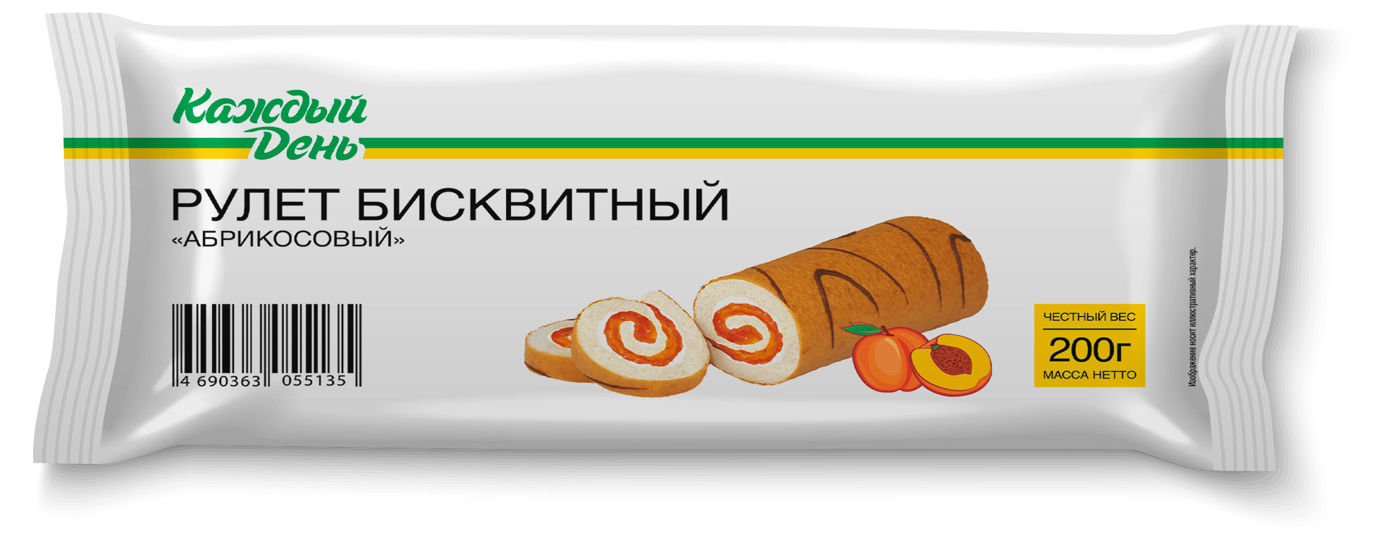 Изображение товара Рулет бисквитный «Каждый День» абрикос, 200 г