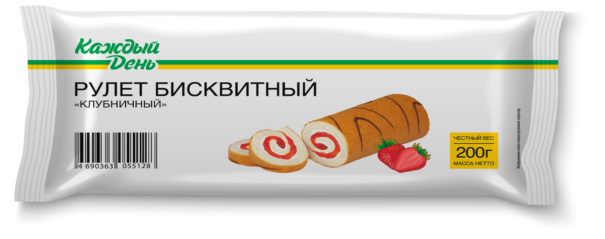 Изображение товара Рулет бисквитный «Каждый День» клубничный, 200 г