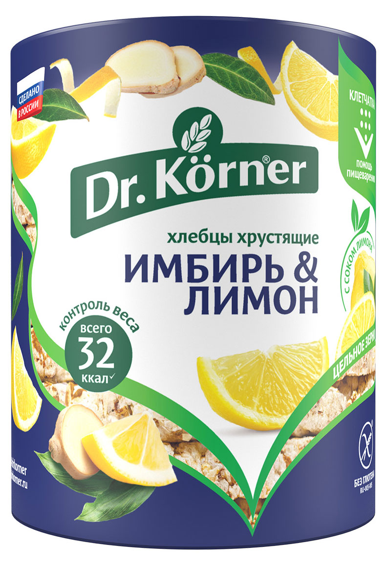 

Хлебцы кукурузно-рисовые Dr. Korner имбирь и лимон, 90 г