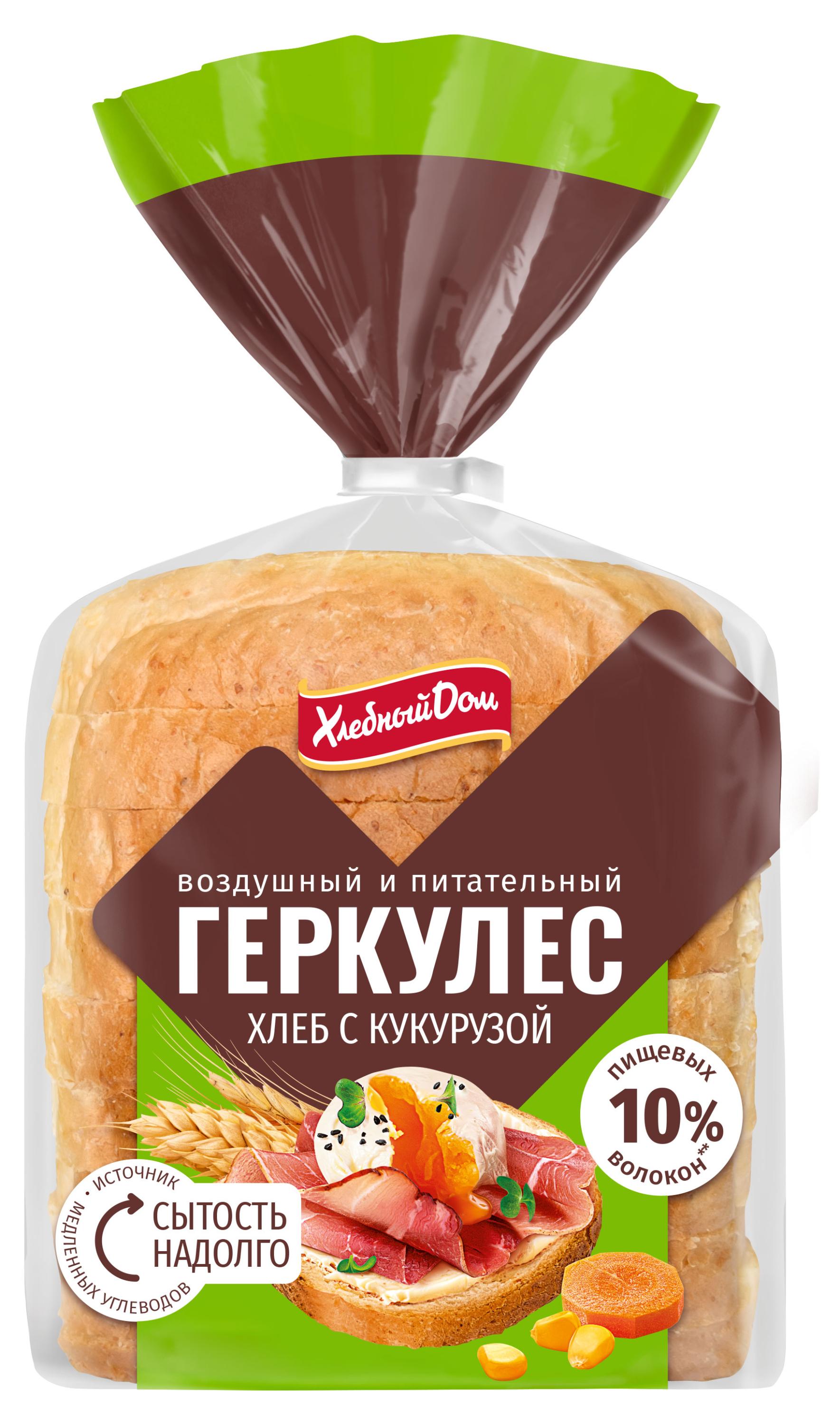 

Хлеб Хлебный Дом Геркулес с кукурузой нарезка, 255 г