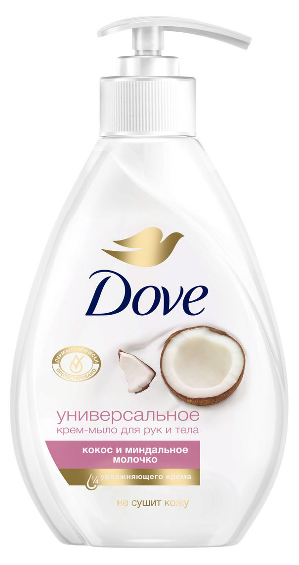 

Жидкое крем-мыло Dove Кокос и миндальное молочко с 1/4 увлажняющего крема, 250 мл