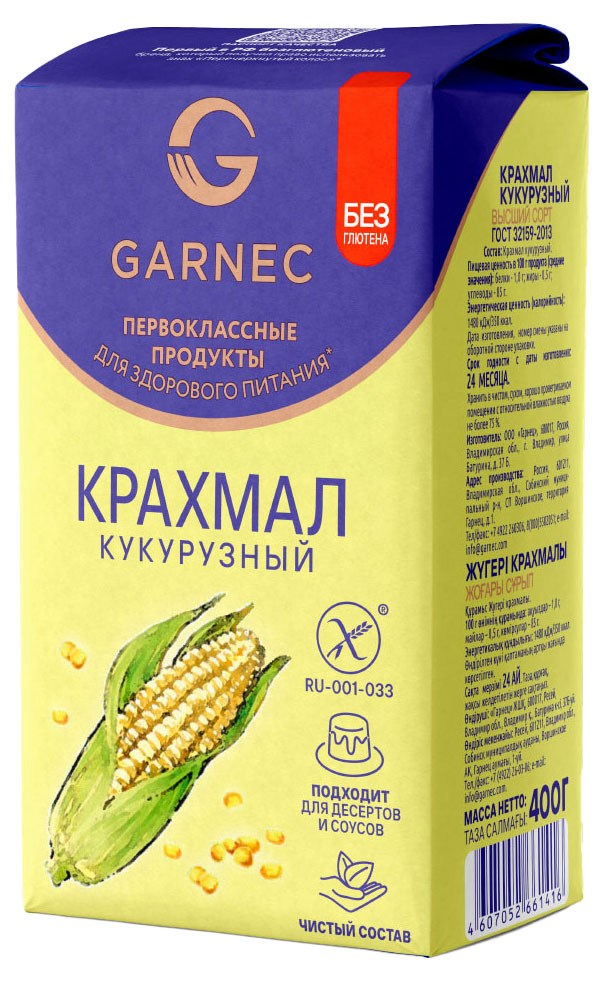 

Крахмал кукурузный Garnec без глютена высший сорт, 400 г