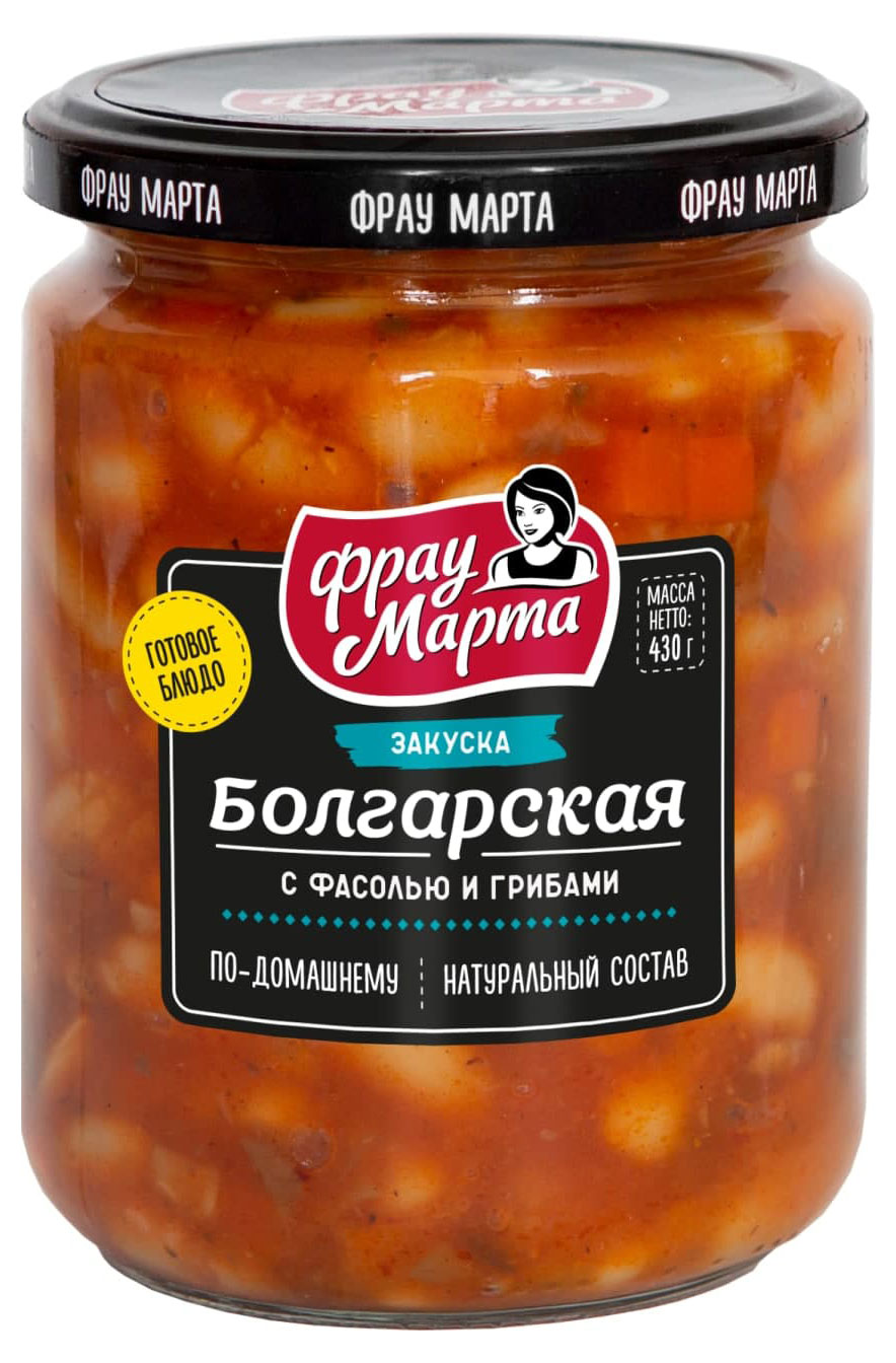 

Закуска Фрау Марта Болгарская с фасолью и грибами, 430 г