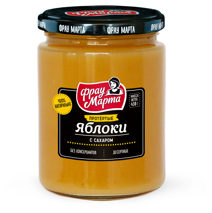 

Яблоки протертые Фрау Марта с сахаром, 430 г