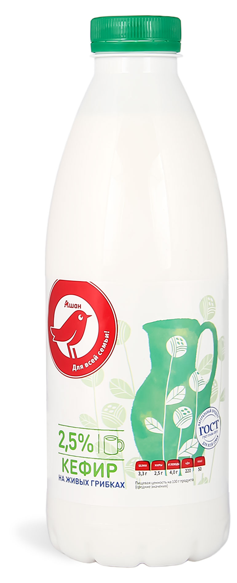 

Кефир АШАН Красная птица 2,5%, 930 г