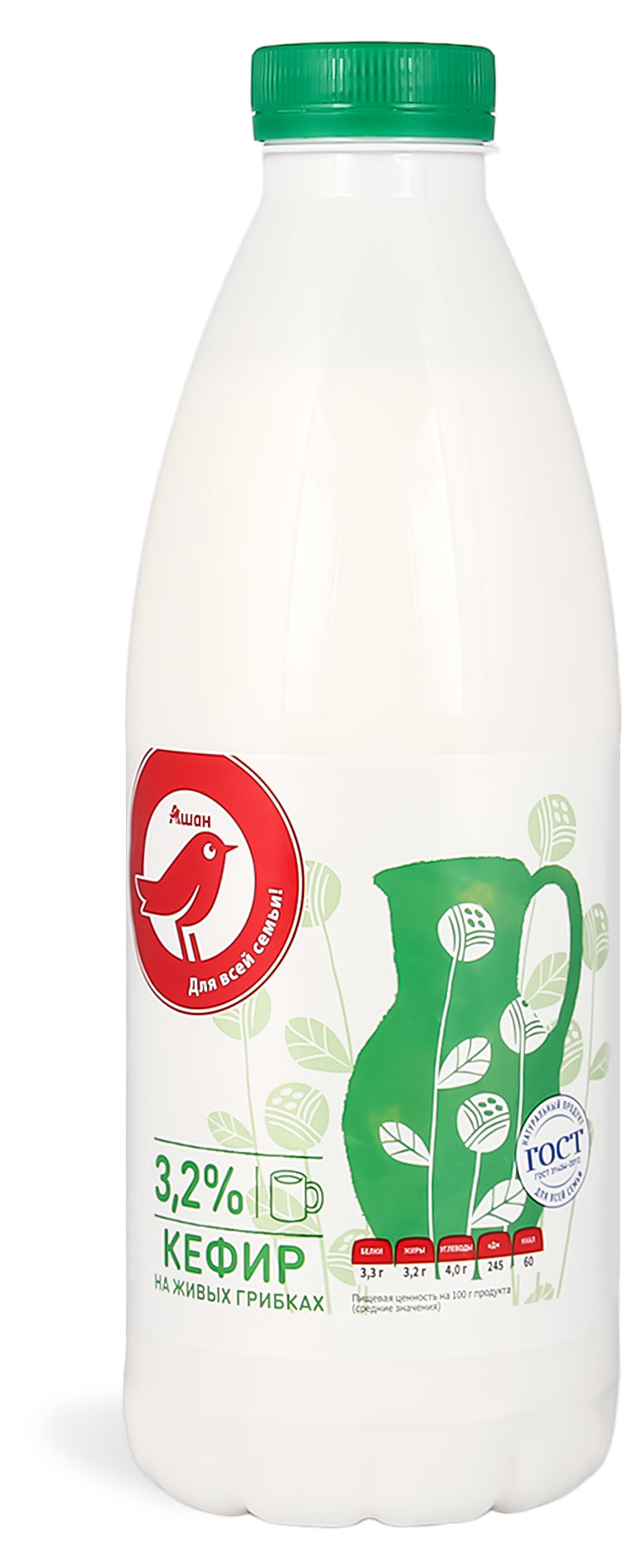 

Кефир АШАН Красная птица 3,2%, 930 г