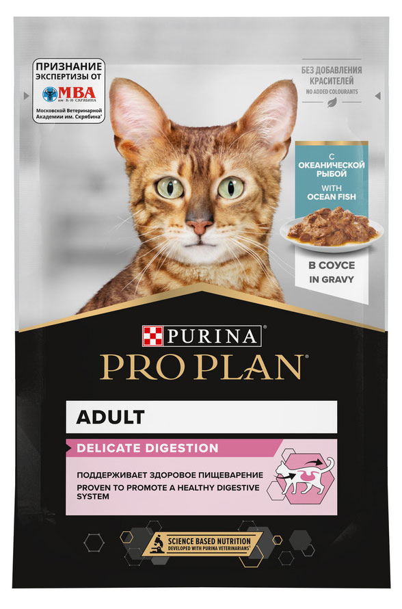 

Корм влажный для кошек Pro Plan с океанической рыбой в соусе, 85 г