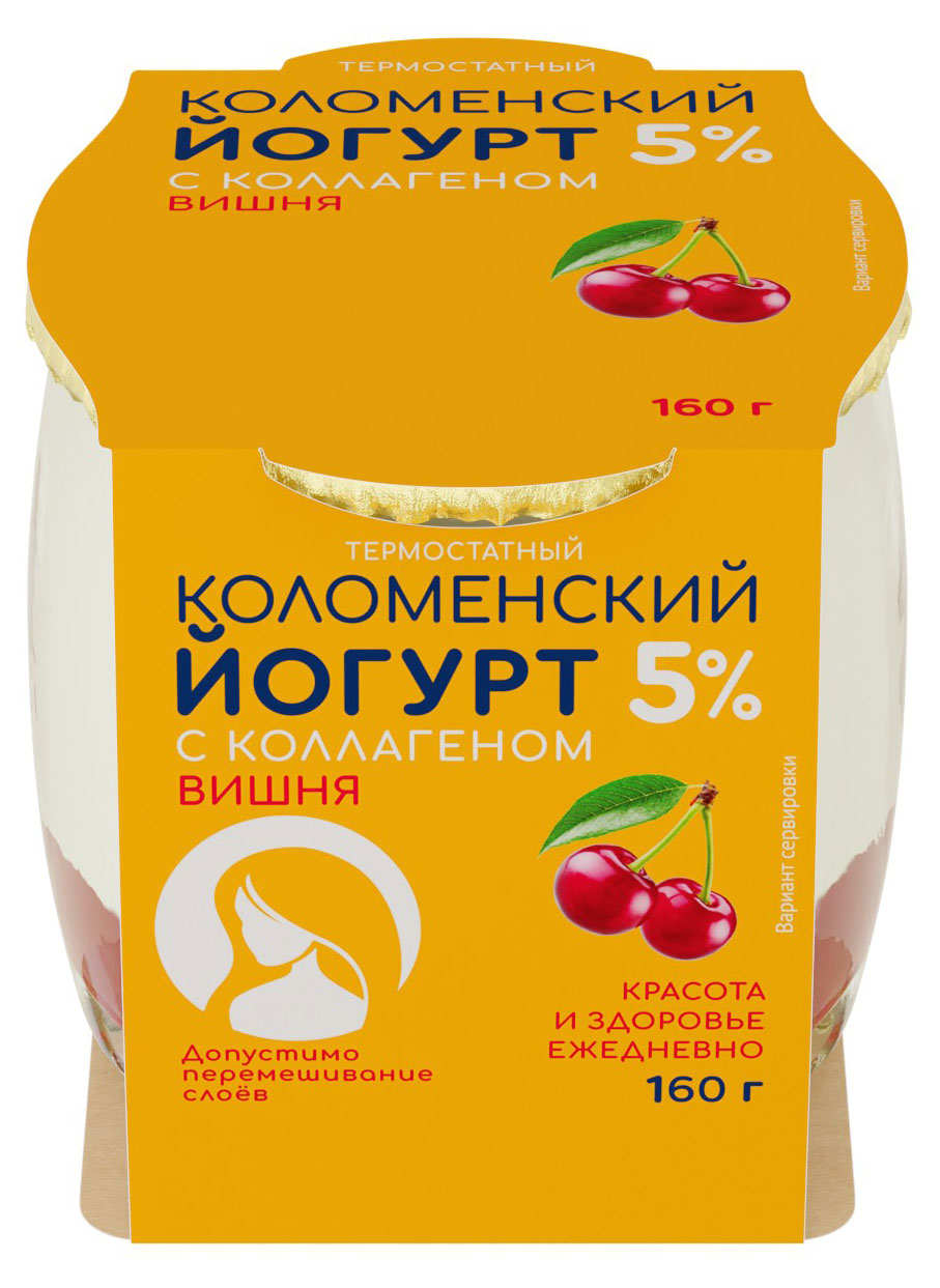

Йогурт термостатный Коломенский с коллагеном с вишней 5% БЗМЖ, 160 г