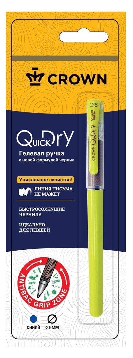 

Ручка гелевая Crown Quick Dry синяя, 1 шт