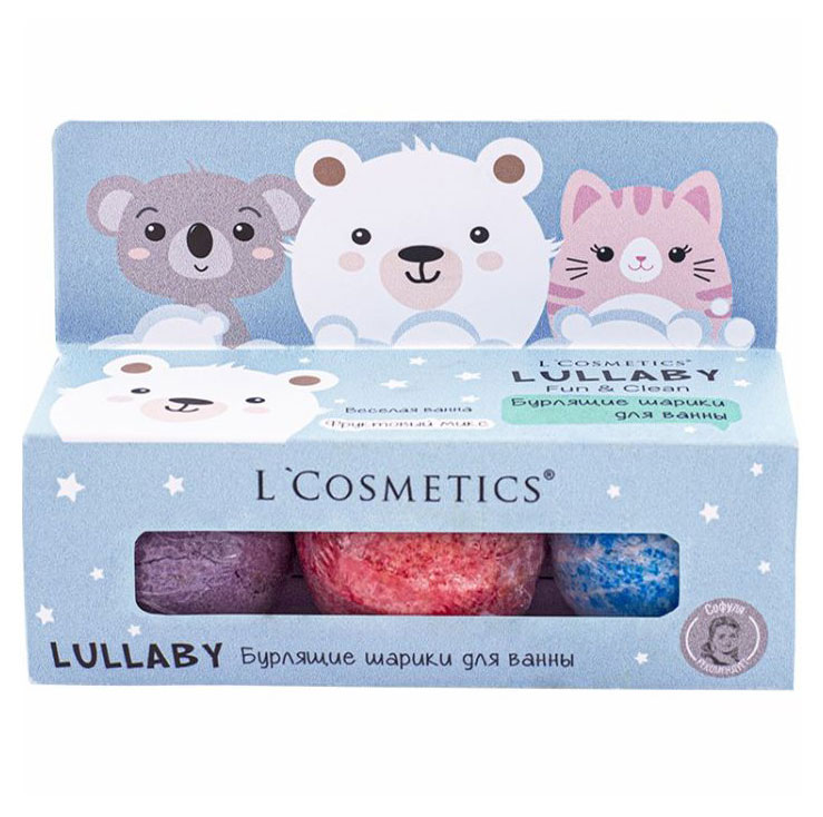 

Набор бурлящих шариков L'Cosmetics Lullaby голубой, 3 х 55 г