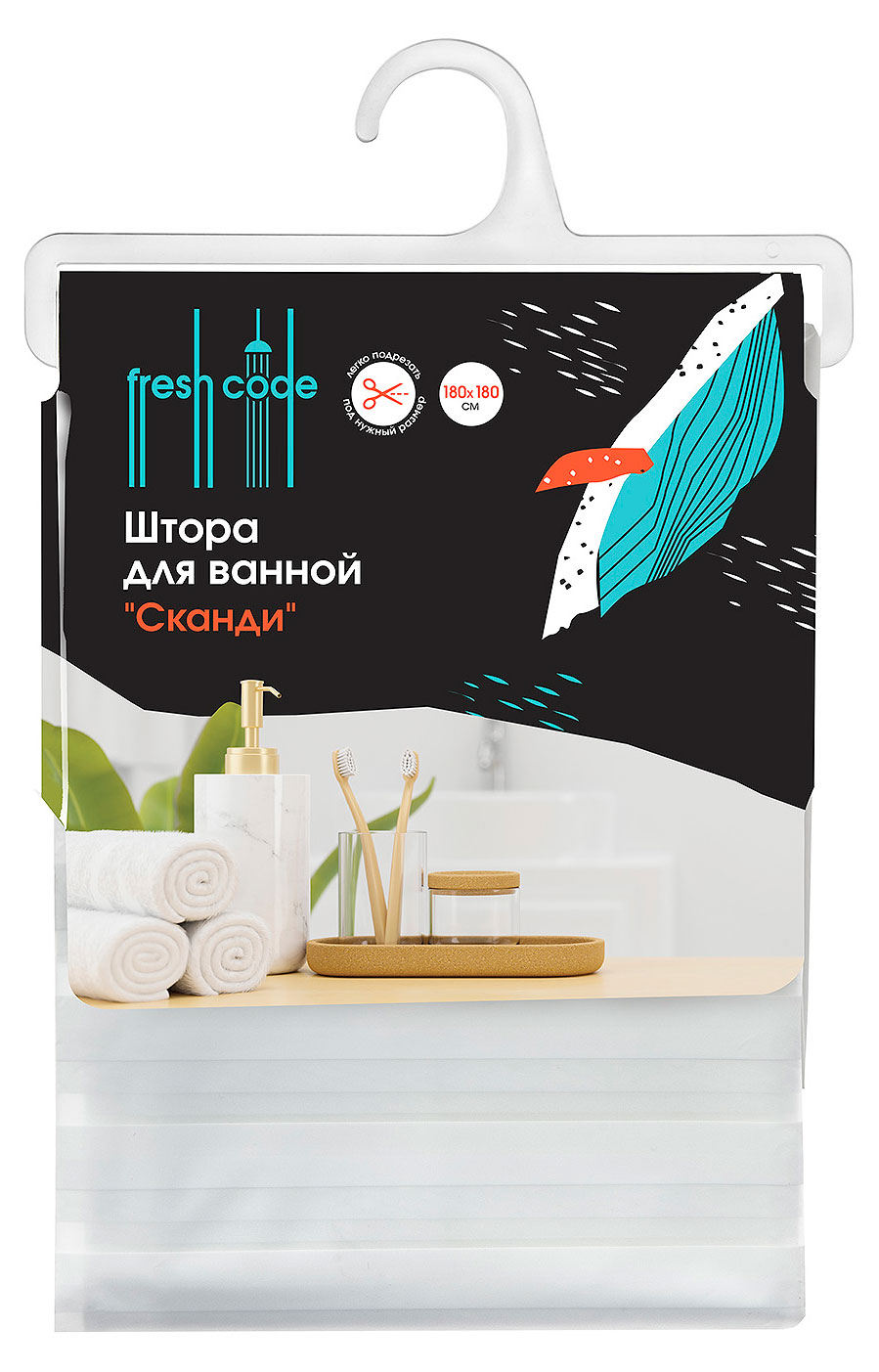 

Штора для ванны Fresh Code Сканди, 180x180 см