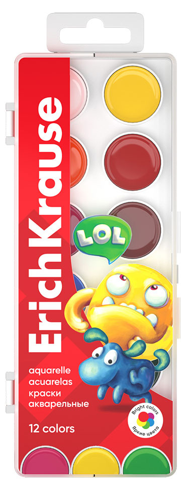 

Краски акварельные ErichKrause Jolly Friends, 12 цветов