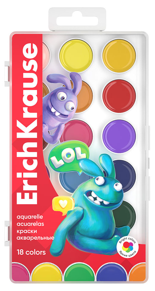 

Краски акварельные ErichKrause Jolly Friends, 18 цветов