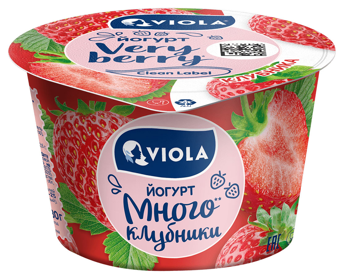 

Йогурт Viola Very Berry ложковый с клубникой 2.6% 180 г