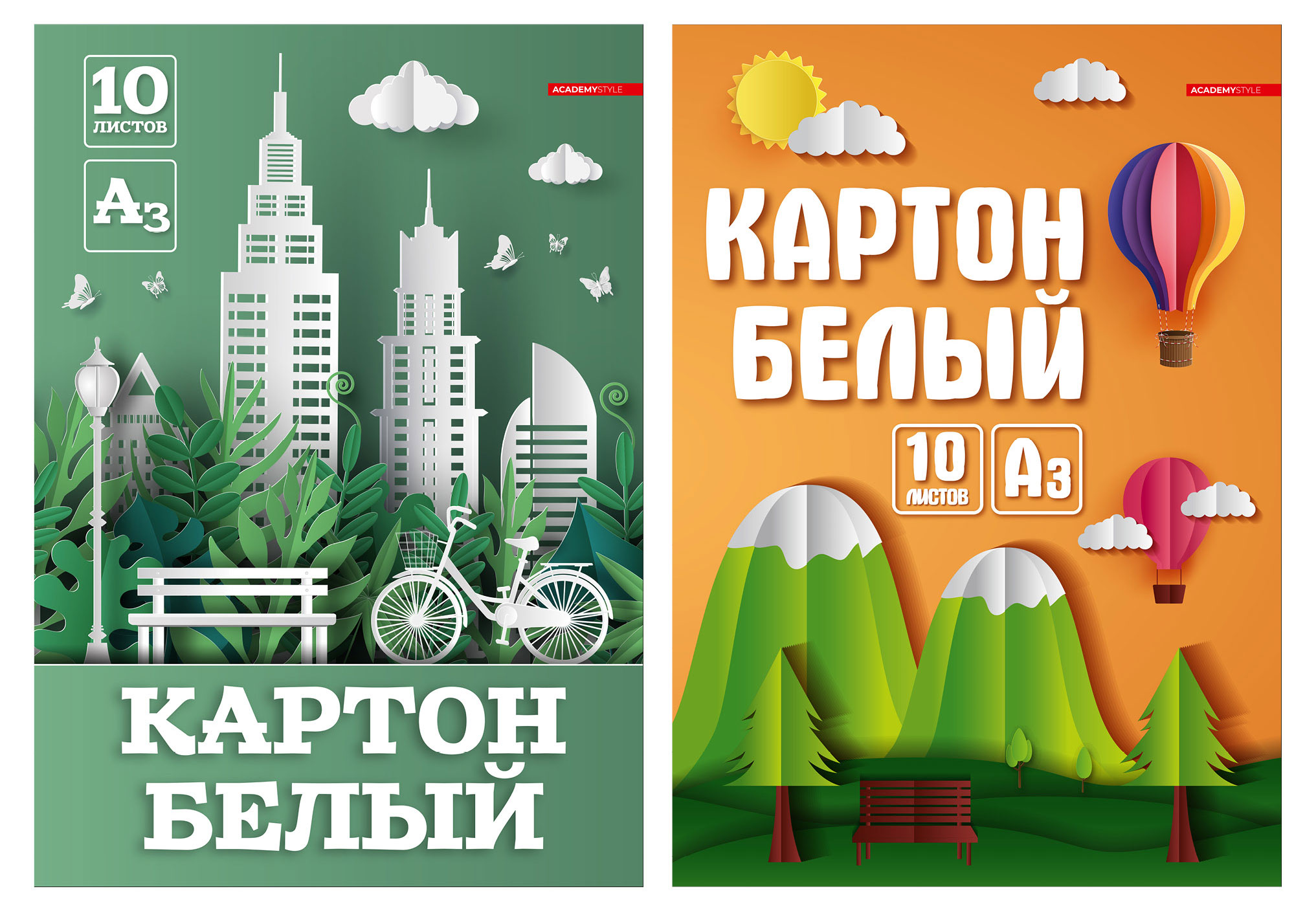 

Картон белый Academy Style А3, 10 л в ассортименте