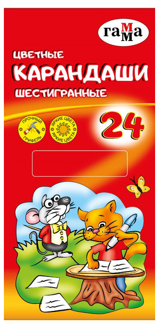 

Карандаши цветные Гамма Мультики шестигранные, 24 цвета