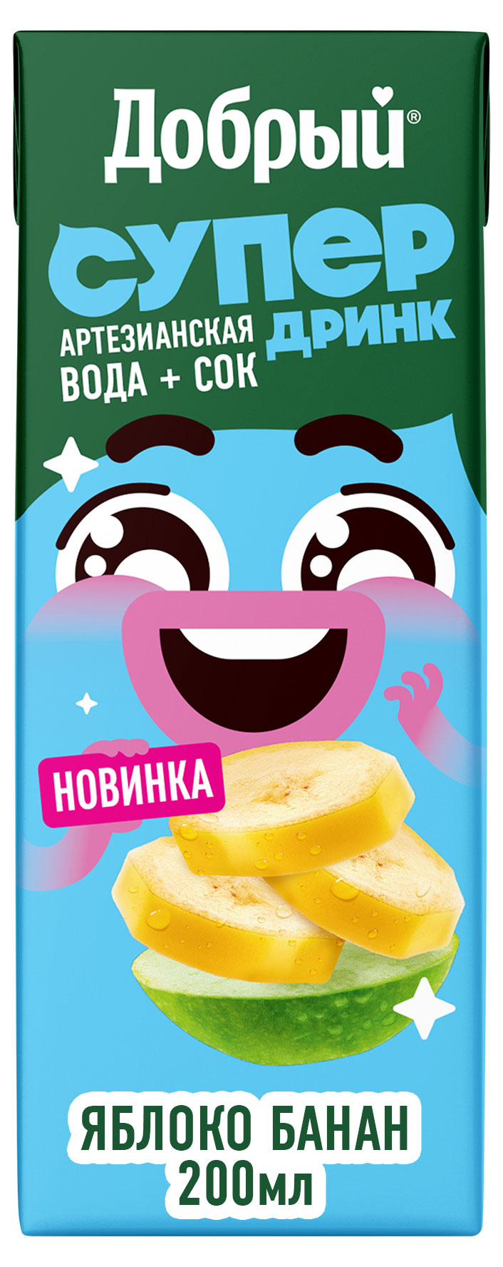 Изображение товара Напиток сокосодержащий «Добрый» Active kid яблоко-банан, 200 мл