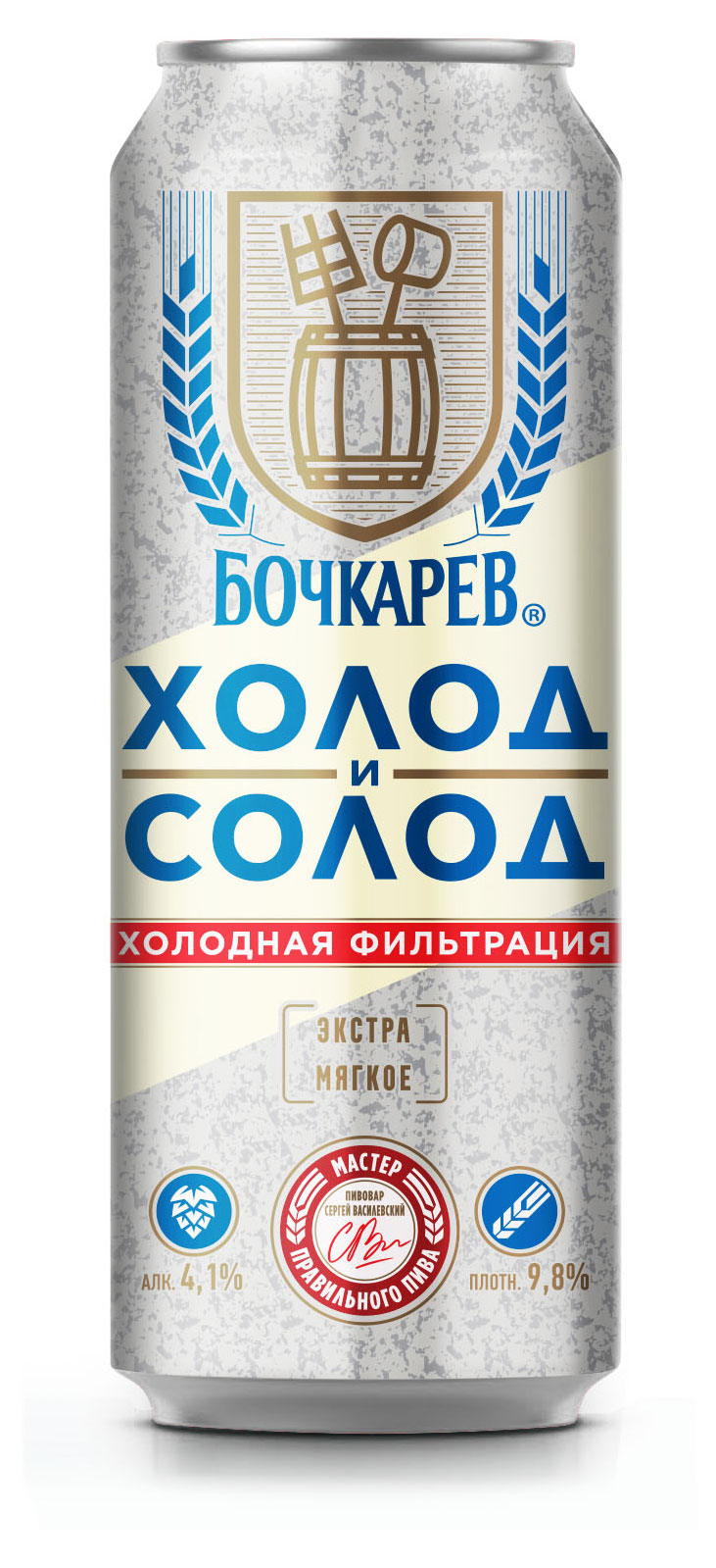 

Пиво светлое Бочкарев Холод и солод 4,1%, 0,43 л