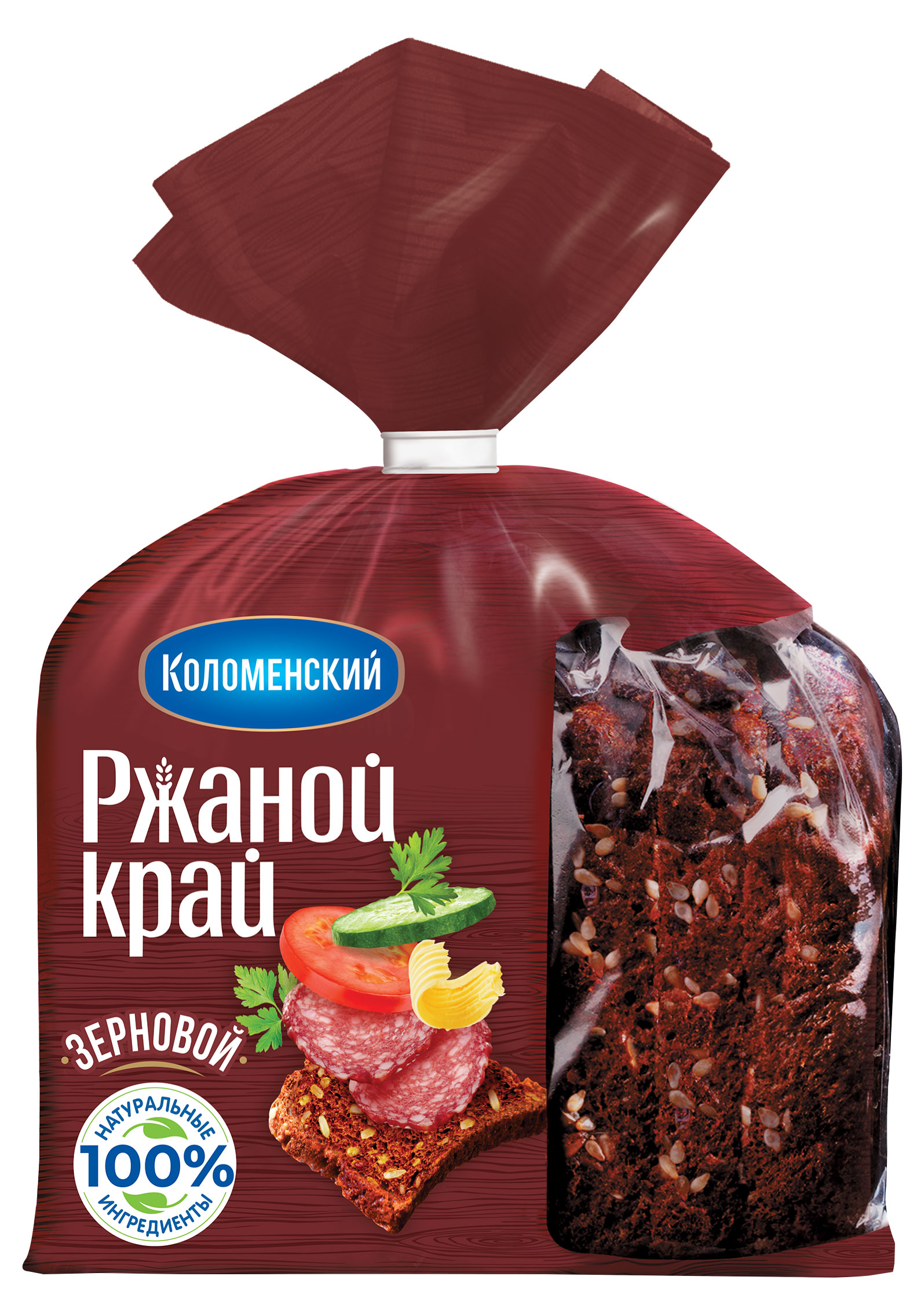 

Хлеб заварной зерновой Коломенское Ржаной край с солодом с семенами нарезка, 300 г