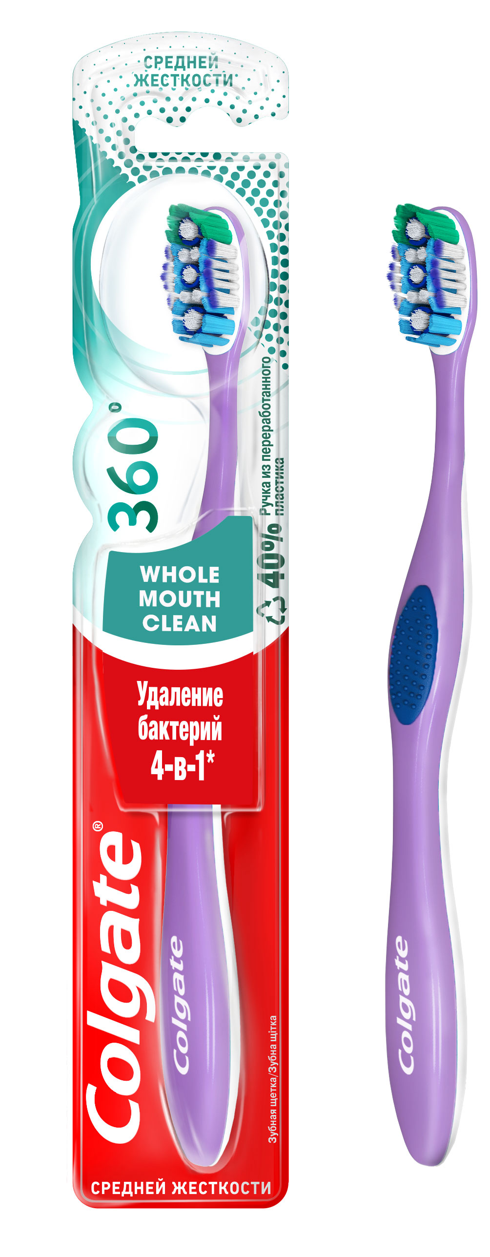 

Зубная щетка антибактериальная Colgate 360 Суперчистота, средней жесткости