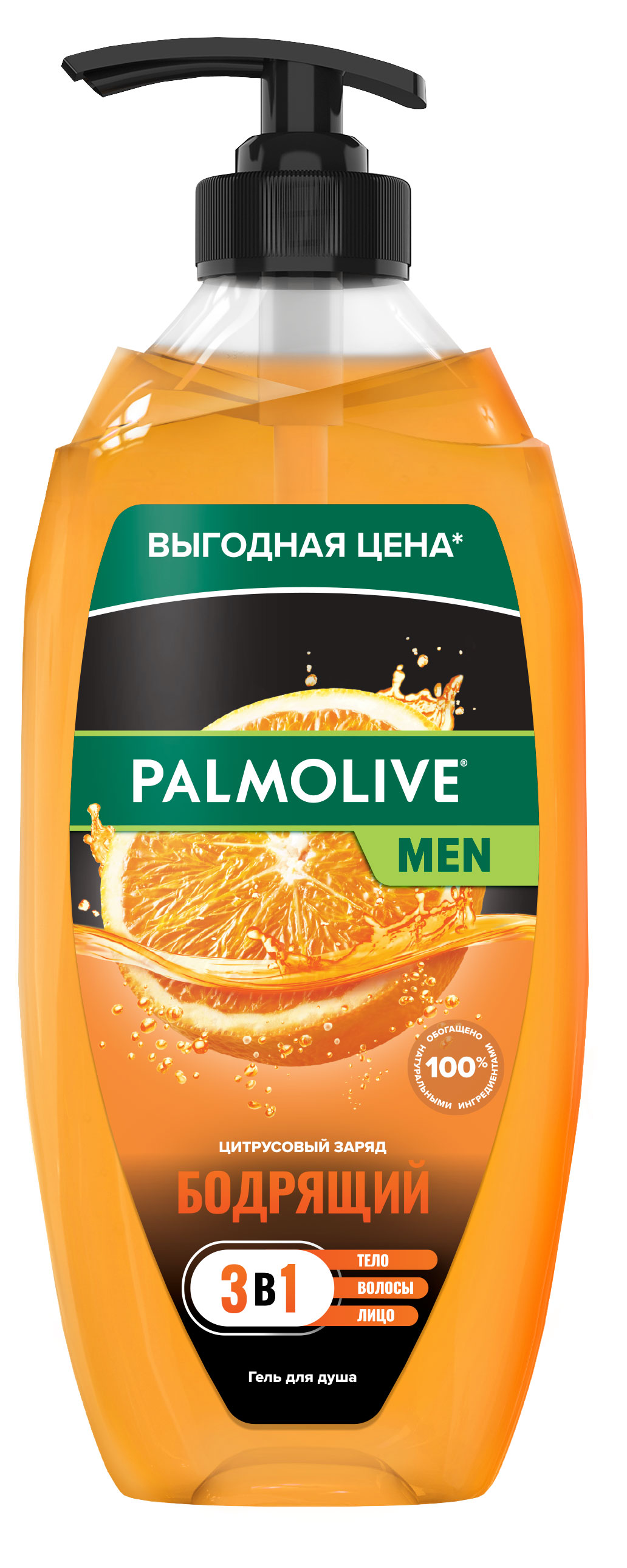

Гель для душа Palmolive Men Бодрящий Цитрусовый Заряд 3 в 1 для тела и волос, 750 мл