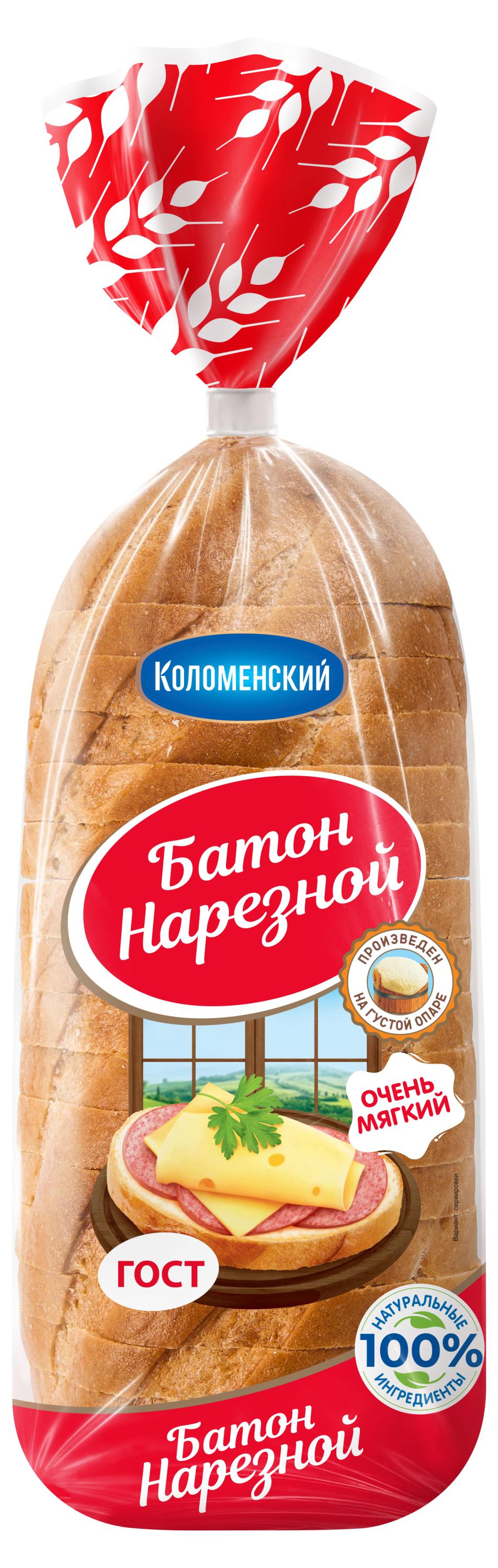 

Батон пшеничный нарезной Коломенский высший сорт ГОСТ нарезка, 400 г