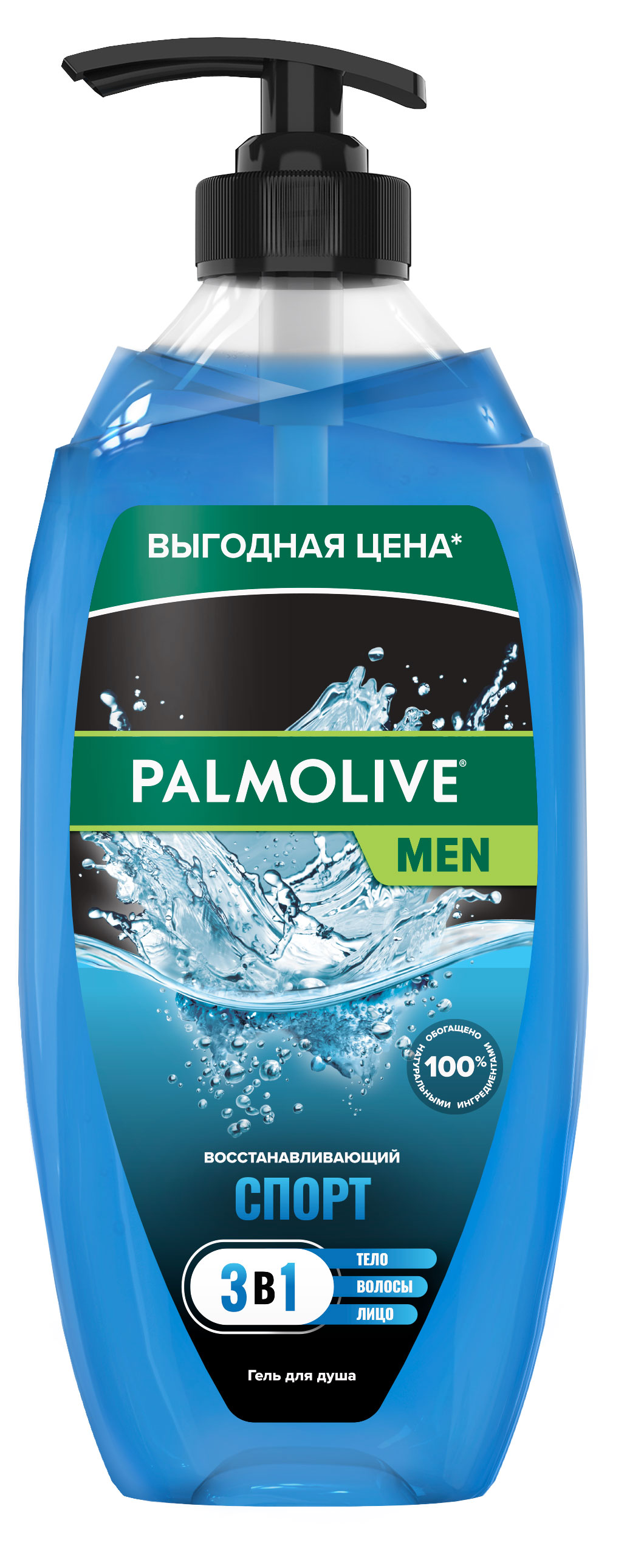 

Гель для душа Palmolive Men Спорт Восстанавливающий с экстрактом цитрусовых 3 в 1 для тела лица и волос, 750 мл