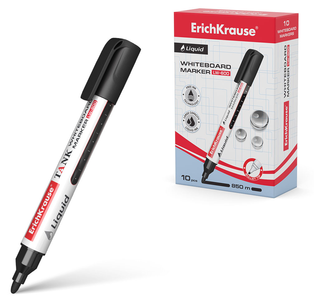 

Маркер для досок ErichKrause Liquid LW-600 с жидкими чернилами черный, 1 шт