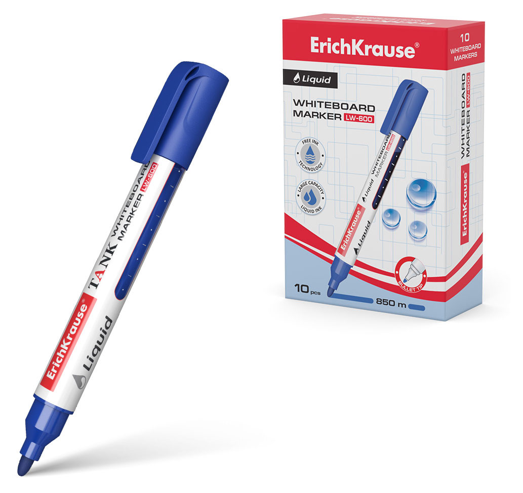 

Маркер для досок ErichKrause Liquid LW-600 с жидкими чернилами синий, 1 шт