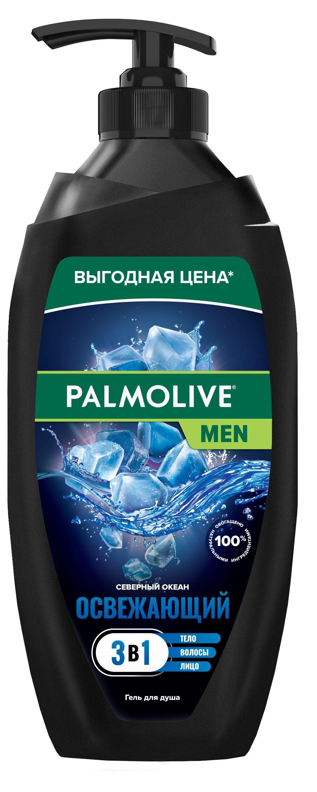 

Гель для душа Palmolive Men Северный океан с морскими минералами 3 в 1 для тела лица и волос, 750 мл