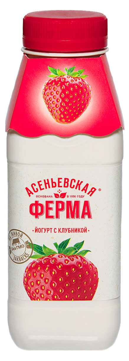 

Йогурт питьевой Асеньевская ферма с клубникой 1,5% БЗМЖ, 330 мл