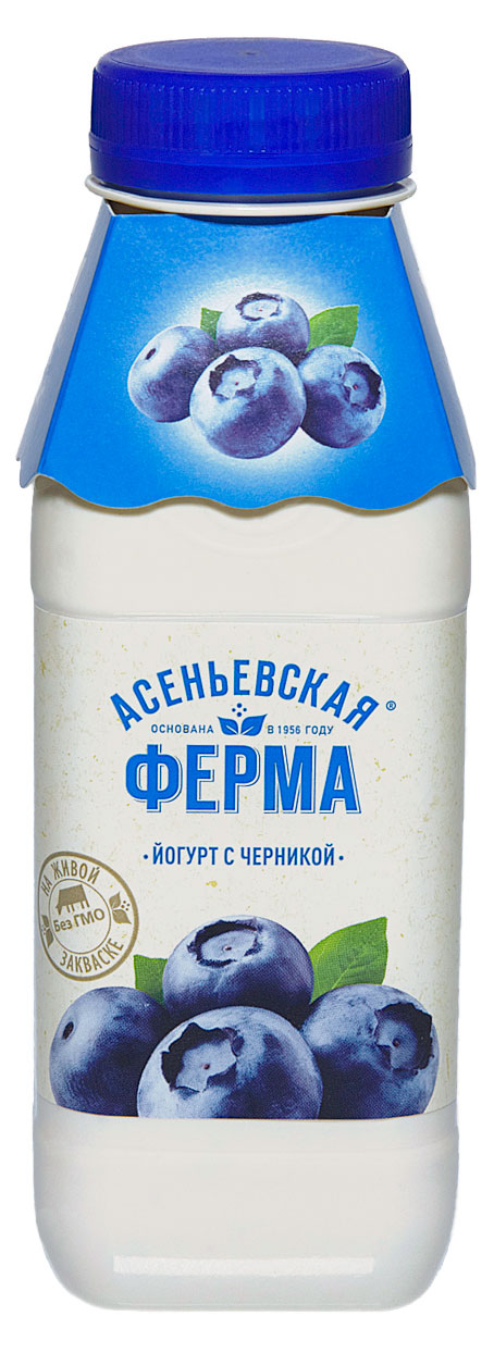 

Йогурт питьевой Асеньевская ферма с черникой 1,5% БЗМЖ, 330 мл